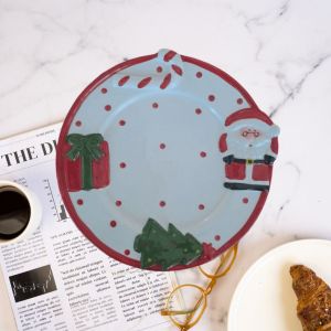 коледна чиния с елха, Дядо Коледа, подарък и бастун