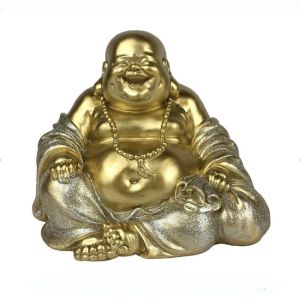 статуетка Смеещият се Буда Хотей, седящ с торба с пари