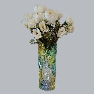 стъклена ваза цилиндър 19.5 см MULTICOLOR