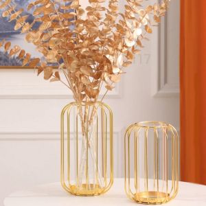 модерна ваза стъкло и метал 21 и 24 см