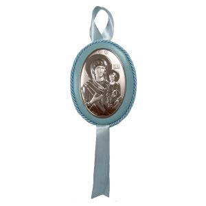икона за момче 11,5 x 9 см Св. Богородица и Младенеца със сребърно покритие