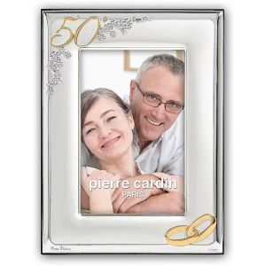 Рамка за снимка за златна сватба PIERRE CARDIN 21.5 x 16.5 см със сребърно - златно покритие