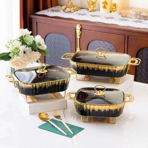 съд за топло сервиране BLACK & GOLD RECTANGULAR 34.5 и 38 см