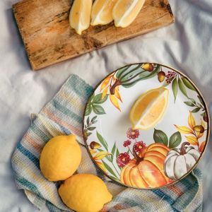 керамично плато за сервиране 17,5 см Natasha с декор тикви