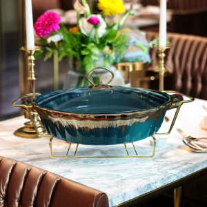 съд за печене и топло сервиране Green & Gold Oval 33 и 38 см - керамика