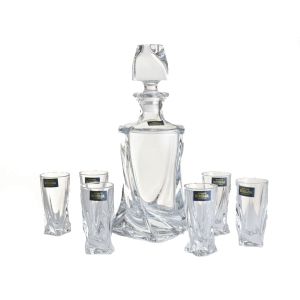 комплект 6 чаши за шот 50 мл и декантер Quadro, Bohemia Crystalite