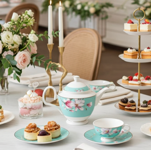 комплект за чай 14 ч. + Бонус 2 десертни чинии TiffanyI Blue Magnolia