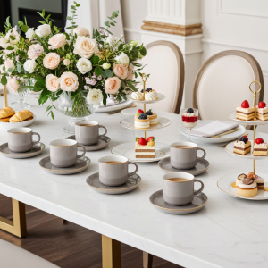 чаши за капучино или чай 12 ч. Modern Gray - порцелан