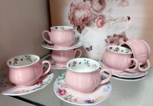 чаши за капучино или чай 2 бр. с чинийки 2 бр. Rose Bouquet