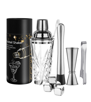 комплект за коктейли в подаръчна кутия, стъклен шейкър 400 мл, 9 части, Morello