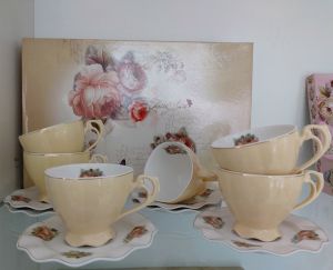 чаши за капучино или чай 6 бр. с чинийки 6 бр. Yellow Magic - порцелан