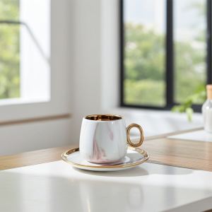 чаши за кафе 12 ч. Pink & Gold Marble