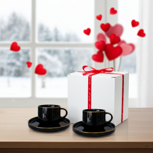 комплект за двама: 2 чаши 200 мл с 2 чинийки Modern Black