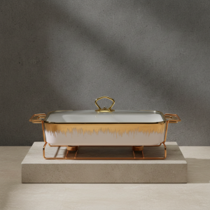 съд за печене и топло сервиране Morello White & Gold 31 см - керамика