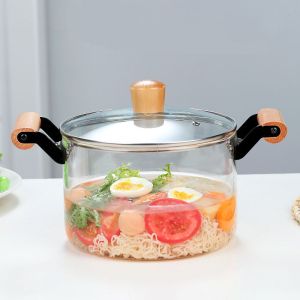 Голяма стъклена тенджера Morello Crystal – 3.5 литра, Термоустойчиво боросиликатно стъкло с дървени дръжки