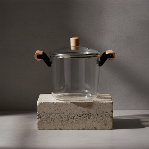 Стъклена тенджера Morello Crystal 5.5 литра от боросиликатно стъкло с дървени дръжки