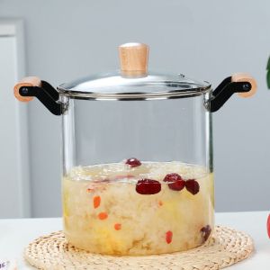 Стъклена тенджера Morello Crystal 5.5 литра от боросиликатно стъкло с дървени дръжки