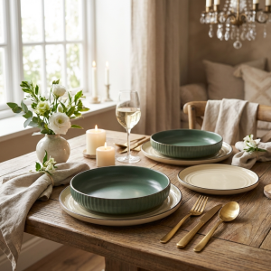 сервиз за хранене Morello Nordic, 18 части – бежов, зелен, бежов