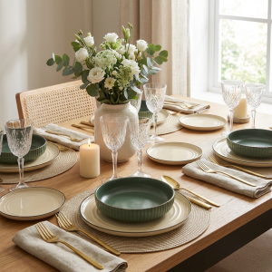 сервиз за хранене Morello Nordic, 18 части – бежов, зелен, бежов