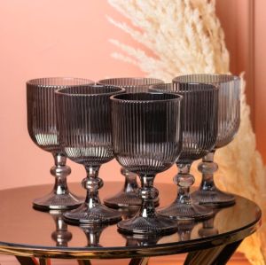 Комплект от 6 бр. чаши за вино Morello Aurora – Димно сиво, 350 мл