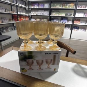 комплект от 6 бр. чаши за вино Morello Aurora – Кехлибарен релеф, 350 мл