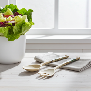 Бамбуков комплект прибори за салата Morello – Peacock Feather, 24 см