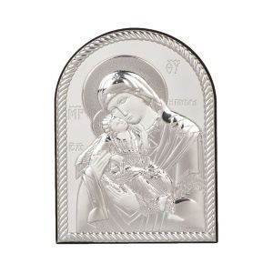 Икона 25 х 19 Богородица и Младенеца със сребърно покритие 