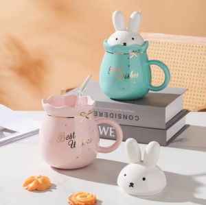 Великденска чаша със сламка Бял или Зелен Заек - порцелан