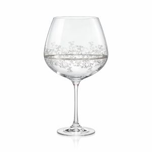 Комплект от 6 обемни кристални чаши за червено вино Bohemia Crystalex Viola Platinum с гравиран платинен декор