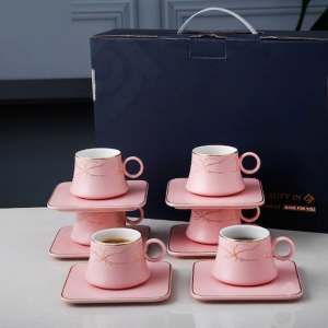 чаши за кафе еспресо Morello Pink Square - 12 части порцелан