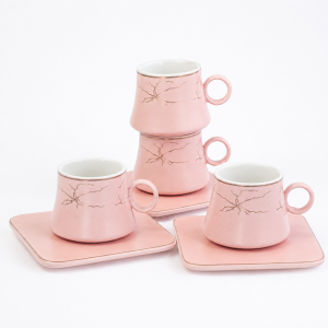 чаши за кафе еспресо Morello Pink Square - 12 части порцелан