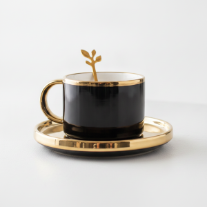 Чаша, чинийка, лъжичка Morello Elegant Black