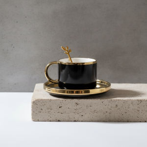 Чаша, чинийка, лъжичка Morello Elegant Black