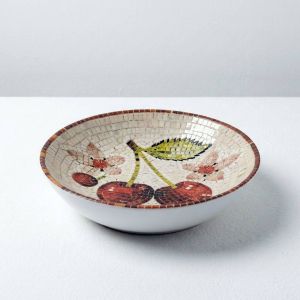 Керамична дълбока чиния Morello Cherry Mosaic 20 см с ефект на мозайка и плодов мотив от онлайн магазин liv.bg