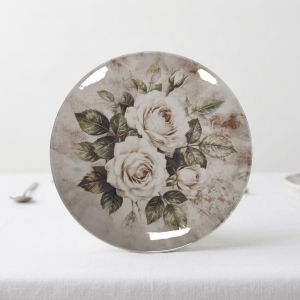 Керамична основна чиния Morello White Roses 26.5 см с дизайн на бели рози от онлайн магазин liv.bg