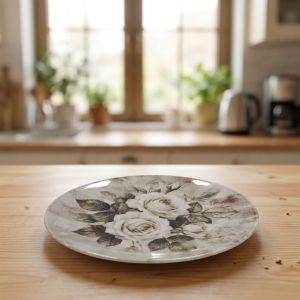 Керамична основна чиния Morello White Roses 26.5 см с дизайн на бели рози от онлайн магазин liv.bg