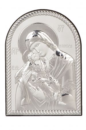 Икона 25 х 19 Богородица и Младенеца със сребърно покритие 