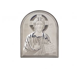 Икона 6 х 4 Исус Христос със сребърно покритие 