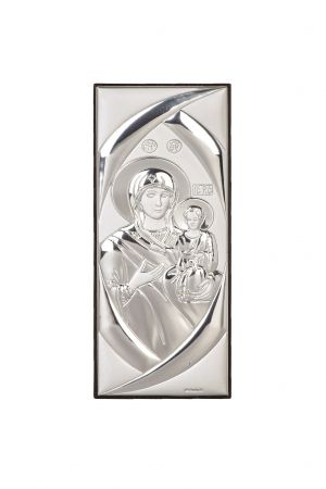 Икона 7 х 3 Богородица и Младенеца със сребърно покритие 