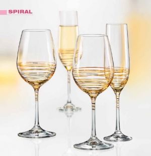 Чаши за бяло вино Viola Gold Spiral by Bohemia Crystalex