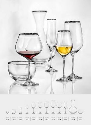 Чаши за бяло вино Viola Silver Rim by Bohemia Crystalex