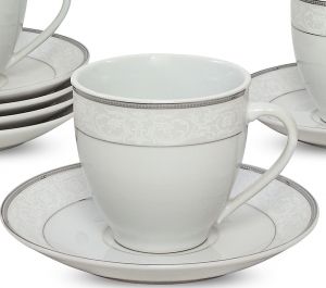 чаши за кафе или чай 12 части White and Silver
