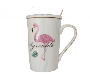 чаша с капак и лъжичка Blue Flamingo