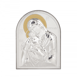 Икона 25 х 19 Богородица и Младенеца със сребърно покритие 