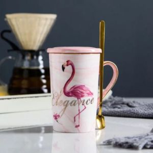 чаша с капак и лъжичка Rose Flamingo
